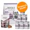 Little Wolf of Wilderness Junior Pachet de testare Hrană uscată (400g) + hrană umedă (6x400g) + snack (180g)