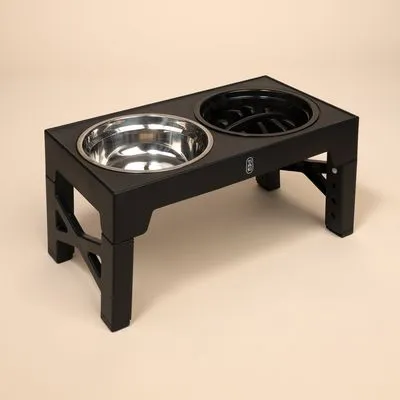 TIAKI 4-voudig in hoogte verstelbare dubbele kom - 1,2 l, ca. L 44 x B 23 x H 8 cm