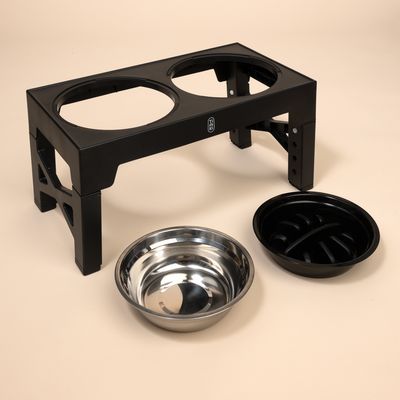 TIAKI 4-voudig in hoogte verstelbare dubbele kom