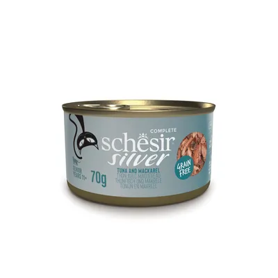 Schesir Silver tonno e sgombro, Senior da 11 anni, 70g, senza cereali.