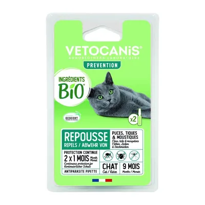 Vetocanis Repellent Spot-On mot loppor och fästingar för katter - 2 pipetter x 0,6 ml