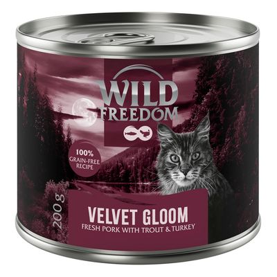 Wild Freedom Adult "Red" 6 x 200 g - receptúra bez obilnín Velvet Gloom - bravčové mäso, morčacie mäso a pstruh
