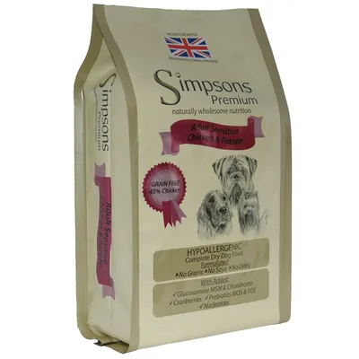 Simpsons Premium Dry Dog Food Economy Packs 2 x 12kg - Sensitive Adult Chicken & Potato