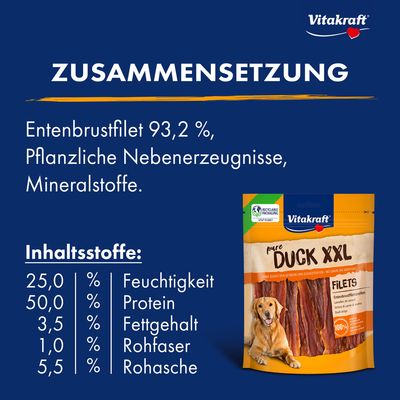 Vitakraft pure DUCK  XXL Entenstreifen - Sparpaket: 4 x 250 g