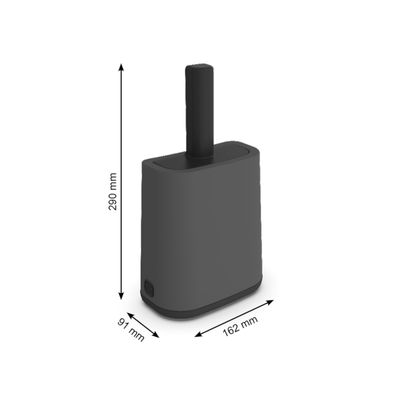 Boîte noire avec manche, dimensions indiquées : hauteur 290 mm, largeur 162 mm, profondeur 91 mm. Aucun texte ou marque visible.