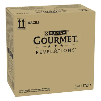 Голяма опаковка Gourmet Revelations Fine Cuts 48 x 57 г - пиле и сьомга