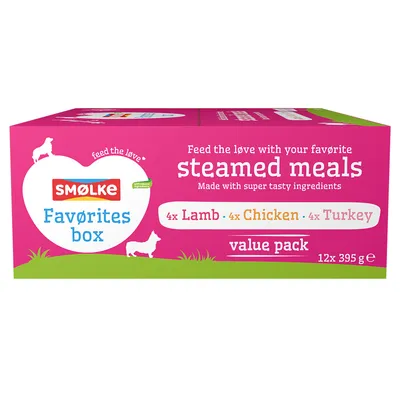 Smølke Steamed Meals 12 x 395 g - Favoriten-Mix (3 Sorten) Smølke Steamed Meals 12 x 395 g - Favoriten-Mix (3 Sorten)