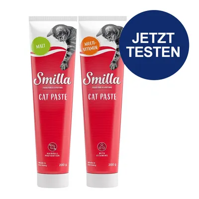 Smilla Cat Paste, Varianten Malt und Multivitamin, jeweils 200g. Funktionen: Haarballenprävention und Vitamine. Made in Germany. Jetzt testen.