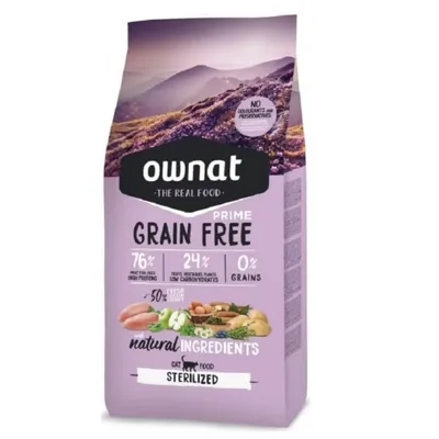 Ownat Prime Grain Free Katzenfutter für sterilisierte Katzen. 76% tierisches Protein, 24% pflanzliche Zutaten, 0% Getreide. Natürliche Zutaten ohne Farbstoffe und Konservierungsmittel. Ownat Prime Grain Free Katzenfutter für sterilisierte Katzen. 76% tierisches Protein, 24% pflanzliche Zutaten, 0% Getreide. Natürliche Zutaten ohne Farbstoffe und Konservierungsmittel.