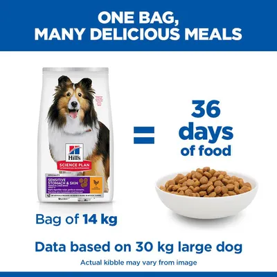 Hill's Science Plan Sensitive Stomach & Skin Adult 1+ Medium с курицей - 14 кг