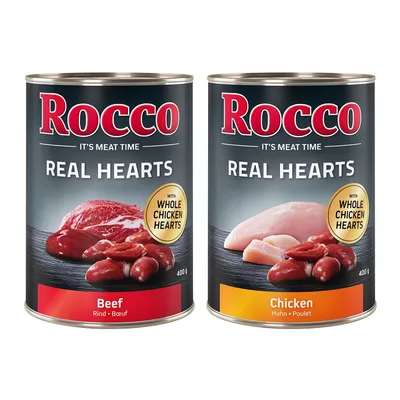 Rocco Real Hearts 12 x 400 g - Pack Ahorro - Pack mixto: vacuno y pollo