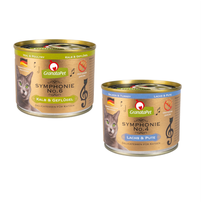 GranataPet Symphonie No.6 Kalb & Geflügel, Delicatessen für Katzen, ohne Getreide, hergestellt in Deutschland. 12x Dose.