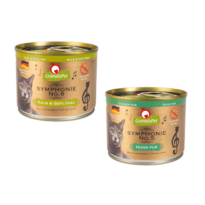 GranataPet Symphonie No.6 Kalb & Geflügel, Delicatessen für Katzen, ohne Getreide, hergestellt in Deutschland. 12x Dose.