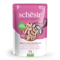 Schesir Complete Nutrition Filetti in gelatina Buste 6 x 85 g - Tonnetto e pollo con prosciutto