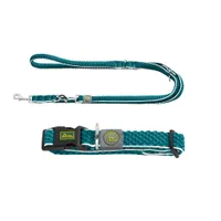 Set Hunter : Collier Hilo Vario Basic & Laisse réglable Hilo - Collier S-M : 30 - 43 cm de tour de cou & Laisse : 200 cm de long