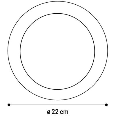 Diagram av en cirkel med en diameter på 22 cm, visad med märkningen "ø 22 cm".