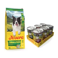12,5 kg Josera Adult + 6 x 400 g / 800 g Meatlovers Nassfutter gratis! - 12,5 kg Lachs & Kartoffel + 6 x 400 g Pure Mix (4 Sorten)
