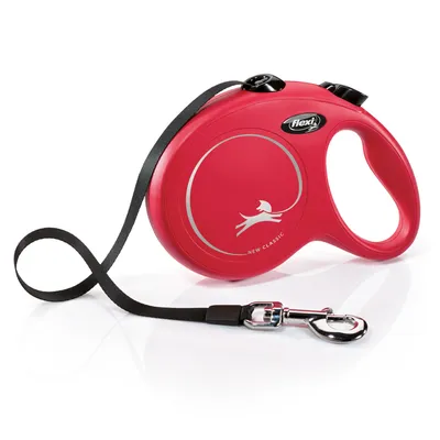 flexi Guinzaglio avvolgibile a fettuccia New Classic rosso, 5 m - L: fino a 50 kg