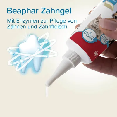 Beaphar Zahngel mit Enzymen zur Pflege von Zähnen und Zahnfleisch. Kein Bürsten erforderlich. Plaque- und Zahnstein-Kontrolle.