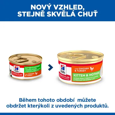 Hill's Science Plan Kitten & Mother jemná pena s kuracím a morčacím