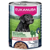 18 + 6 gratis! 24 x 400 g Eukanuba hrană umedă de câini - Senior Bogat în miel cu cartofi 24 x 400 g