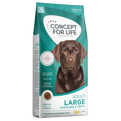 Concept for Life Large Adult Hundefutter, massgeschneidert für Alter und Grösse. Unterstützt Knorpel und Gelenke sowie den Erhalt des Idealgewichts. Entwickelt mit Experten.