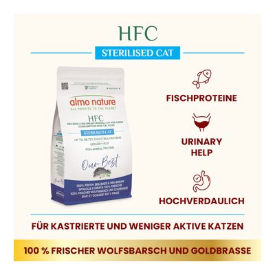 Almo Nature HFC Longevity Sterilized mořský vlk a pražma královská