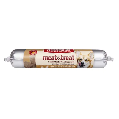 Fleischeslust meat & treat Saucisse - lot % : poulet avec fromage frais granuleux 6 x 80 g