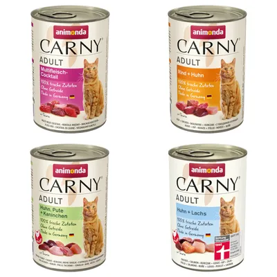 Mix-Sparpaket animonda Carny Adult 12 x 400 g - Mix Gourmet-Auswahl (4 Sorten gemischt) Mix-Sparpaket animonda Carny Adult 12 x 400 g - Mix Gourmet-Auswahl (4 Sorten gemischt)