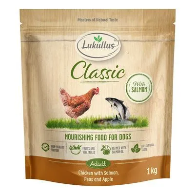 Lukullus Classic kyckling & lax - Sparpack: 5 x 1 kg nytt recept