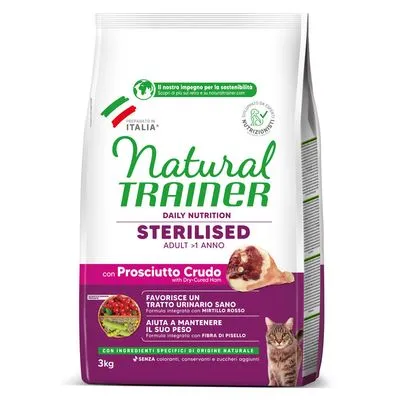Natural Trainer Gesteriliseerd met rauwe Ham Brokken voor Katten - Dubbelpak: 2 x 10 kg
