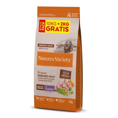Nature's Variety Healthy Grains Adult Medium/Maxi con pavo 10 + 2 kg ¡gratis!