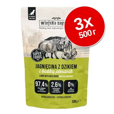 Икономична опаковка Wiejska Zagroda Dog Adult 3 x 500 г