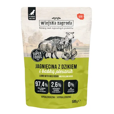 Wiejska Zagroda Wet Food for Adult Dogs Saver Pack 3 x 500g Lamb with Wild Boar