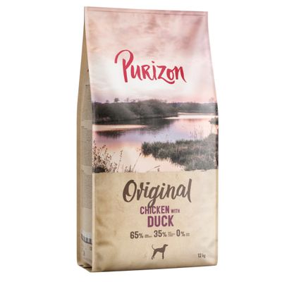 Purizon Original Chicken with Duck, 65% tierische Zutaten, 35% Obst, Gemüse & Kräuter, 0% zugesetztes Getreide, 1 kg Beutel.