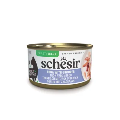 Lot économique boîtes Schesir Complements en gelée 24 x 70 g - thon avec mérou Lot économique boîtes Schesir Complements en gelée 24 x 70 g - thon avec mérou