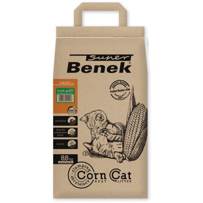 Super Benek Corn Cat Litter Classic, 4.4kg, mit frischem Grasduft, klumpend, absorbiert unangenehme Gerüche, natürlich, GMO-frei, FutterTester.de Bewertung: Gut.
