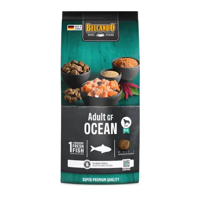 Belcando Dog Food Adult GF Ocean, Made in Germany, 1. Zutat frischer Fisch, Rezeptur ohne Getreide, für Erwachsene Hunde M-XL, Super Premium Quality. Belcando Dog Food Adult GF Ocean, Made in Germany, 1. Zutat frischer Fisch, Rezeptur ohne Getreide, für Erwachsene Hunde M-XL, Super Premium Quality.