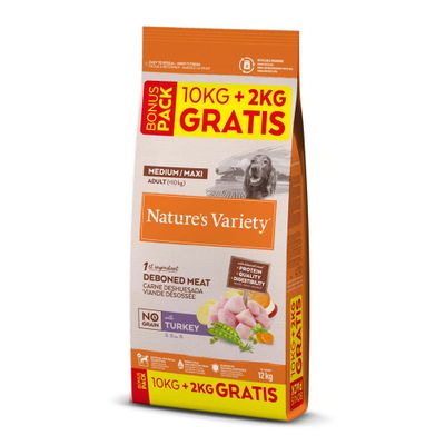 Nature's Variety No Grain Medium/Maxi Adult Truthahn 10 kg + 2 kg gratis