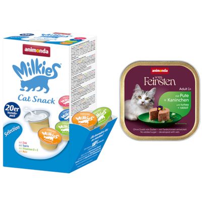Set Prova misto! 32 x 100 g animonda vom Feinsten Adult + 20 x 15 g Milkies - Tacchino & Coniglio