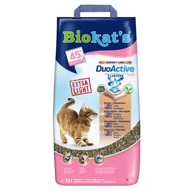 Biokat's DuoActive Fresh lettiera per gatti, Expert Line, Extra Light, argilla naturale e fibre vegetali, 10L, agglomerante, elevata assorbenza, 45 giorni di freschezza, tecnologia 2x Absorb. Biokat's DuoActive Fresh lettiera per gatti, Expert Line, Extra Light, argilla naturale e fibre vegetali, 10L, agglomerante, elevata assorbenza, 45 giorni di freschezza, tecnologia 2x Absorb.