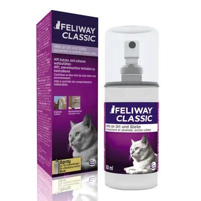 Feliway Classic Spray, 60 ml. Pomoč pri praskanju in označevanju z urinom. Pomaga mačkam, da se doma počutijo udobno in nadzorujejo neželeno vedenje. Približno 50 uporab.