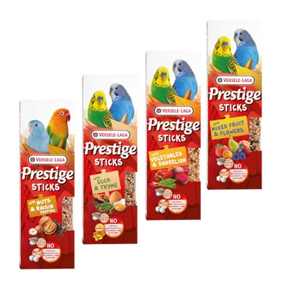 Lot mixte Versele-Laga Prestige Sticks pour perruche - 4 x 2 bâtonnets (240 g)