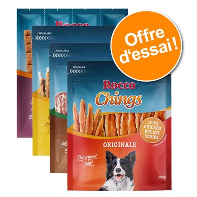 Lot mixte friandises Rocco pour chien 4 variétés (770 g)