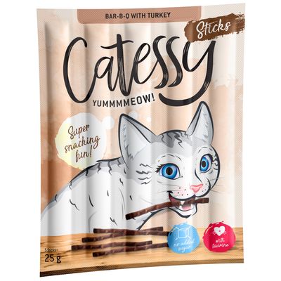 Catessy Sticks Bar-B-Q с пуйка, 5 стикчета, 25g. Без добавена захар, с таурин.