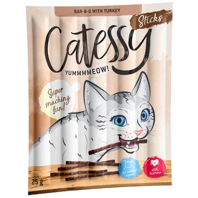 Catessy Sticks Bar-B-Q с пуйка, 5 стикчета, 25g. Без добавена захар, с таурин.