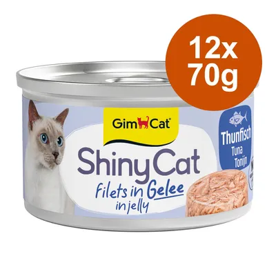 Sparpaket GimCat ShinyCat Filet in Jelly 12 x 70 g - Huhn