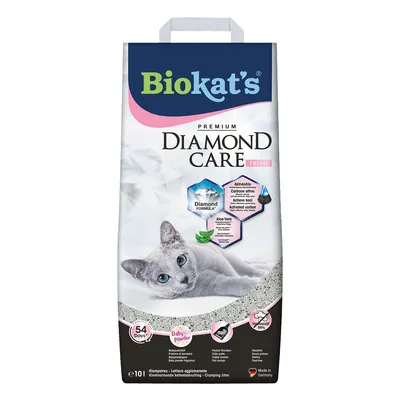 Biokat's Diamond Care Fresh macskaalom, 10L, aktív szénnel és Aloe Verával, babapúder illattal, 54 napra elegendő, 99%-ban pormentes, Németországban készült.