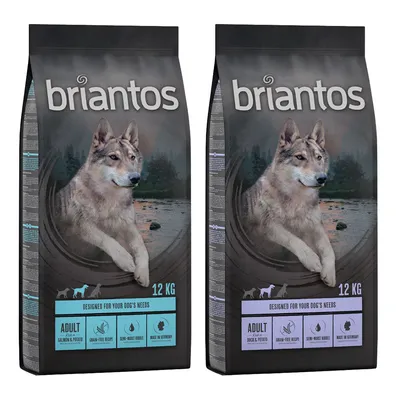 Sparpaket Briantos getreidefrei 2 x 12 kg - Adult-Mix (Ente, Lachs)