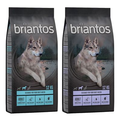 Briantos Sparpaket (2 x Großgebinde) Mix Adult GETREIDEFREI: Ente + Lachs (2 x 12 kg)